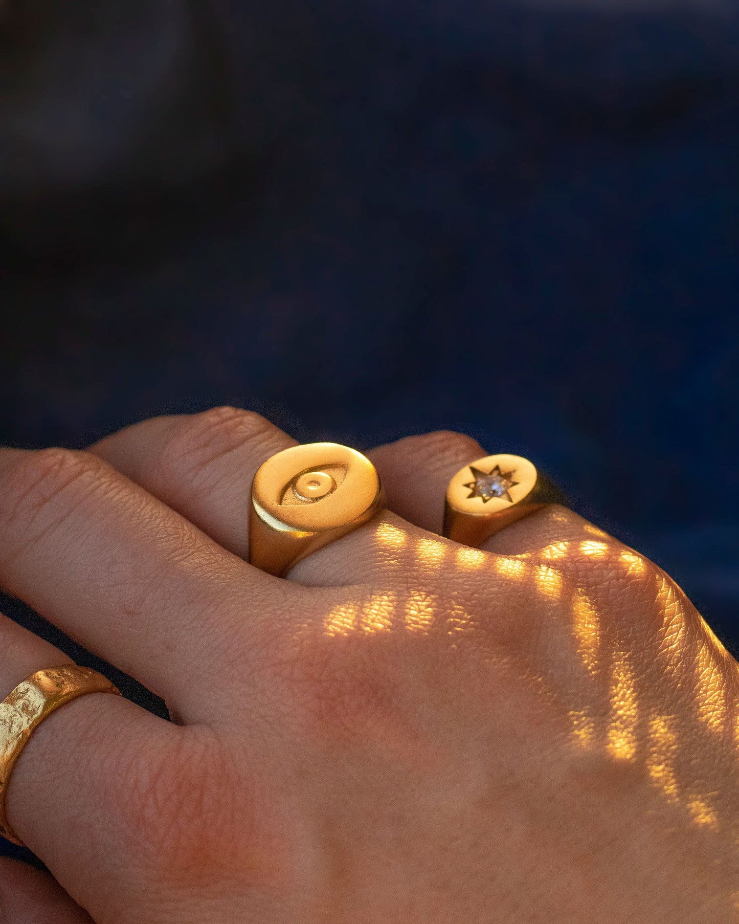 Evil Eye Gold Signet Ring