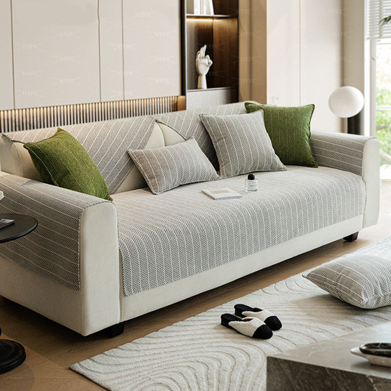 Herringbone Stripes Chenille Sofa Cover