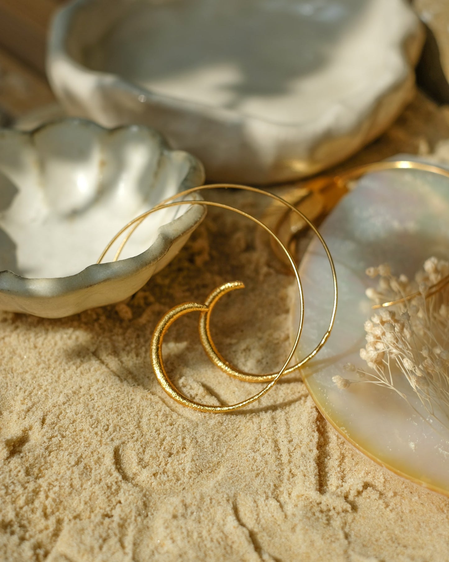 Aegina Gold Pull-Through Hoop Earrings