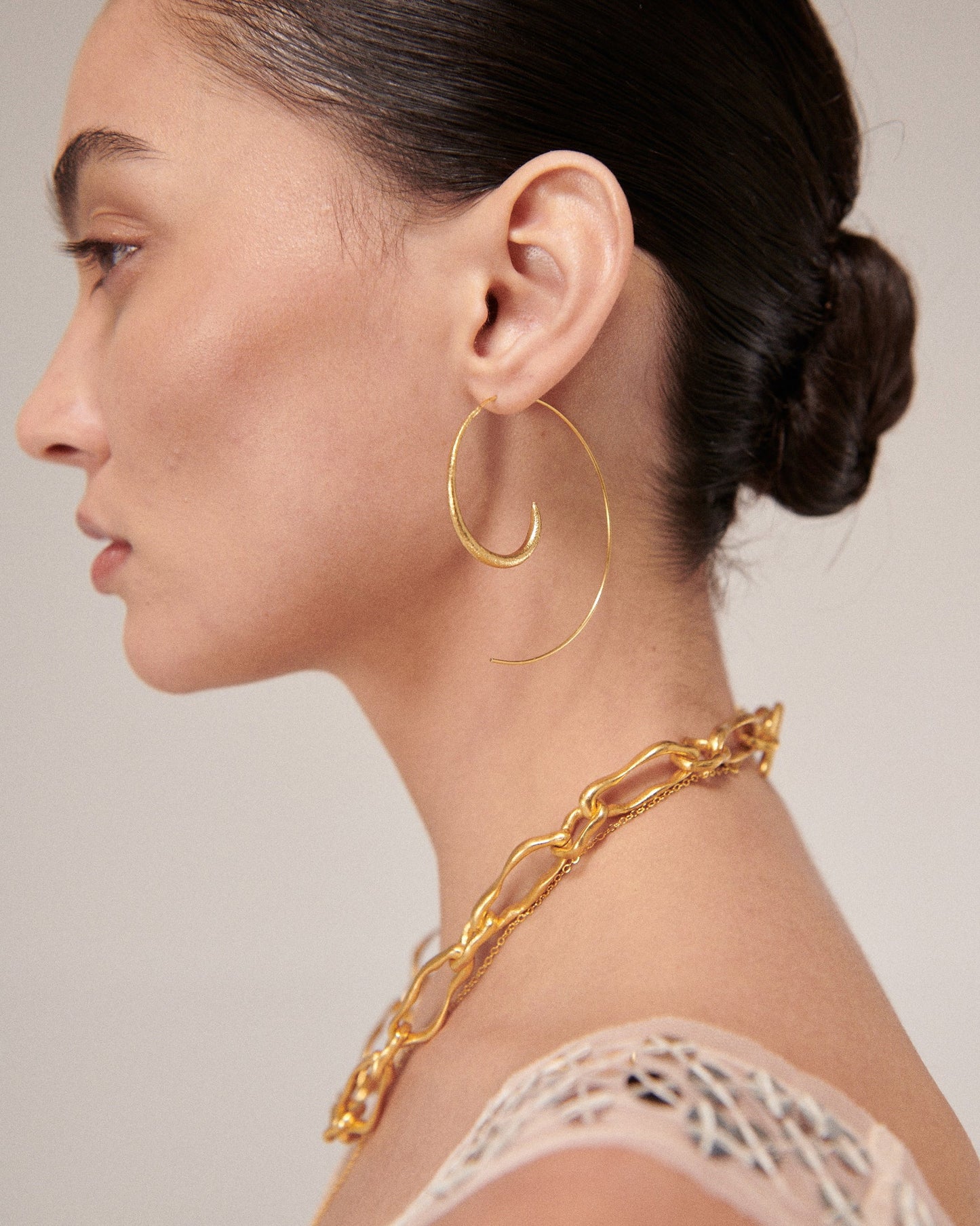 Aegina Gold Pull-Through Hoop Earrings
