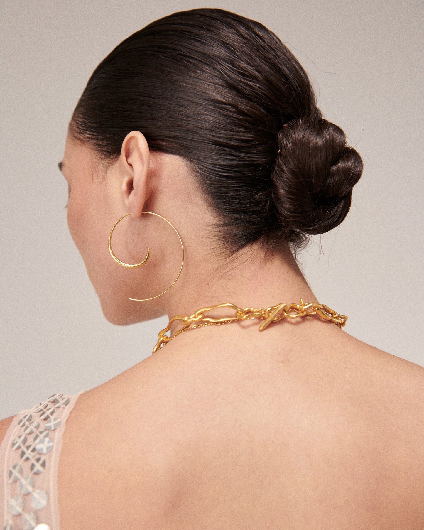 Aegina Gold Pull-Through Hoop Earrings