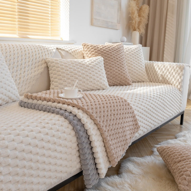 Honeycomb Plush Sofa Cover